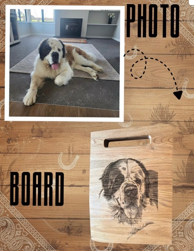 Custom Pet or Horse Portrait Engraved Board