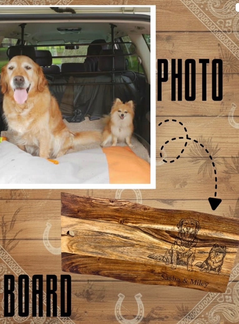 Custom Pet or Horse Portrait Engraved Board
