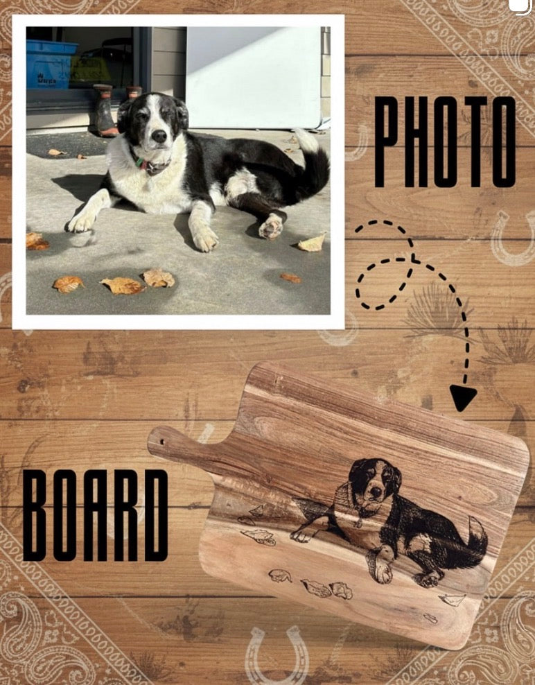 Custom Pet or Horse Portrait Engraved Board