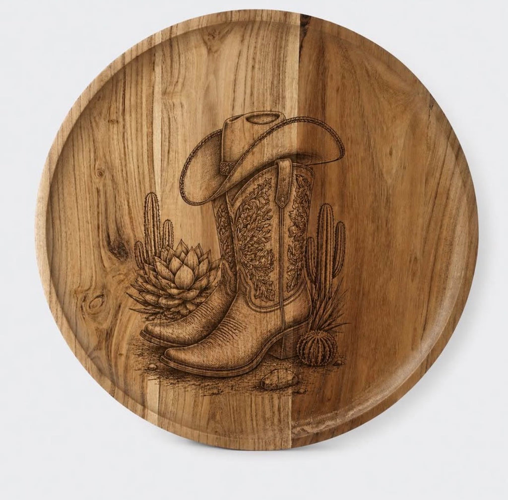 Cowgirl Boots & Hat Acacia Board