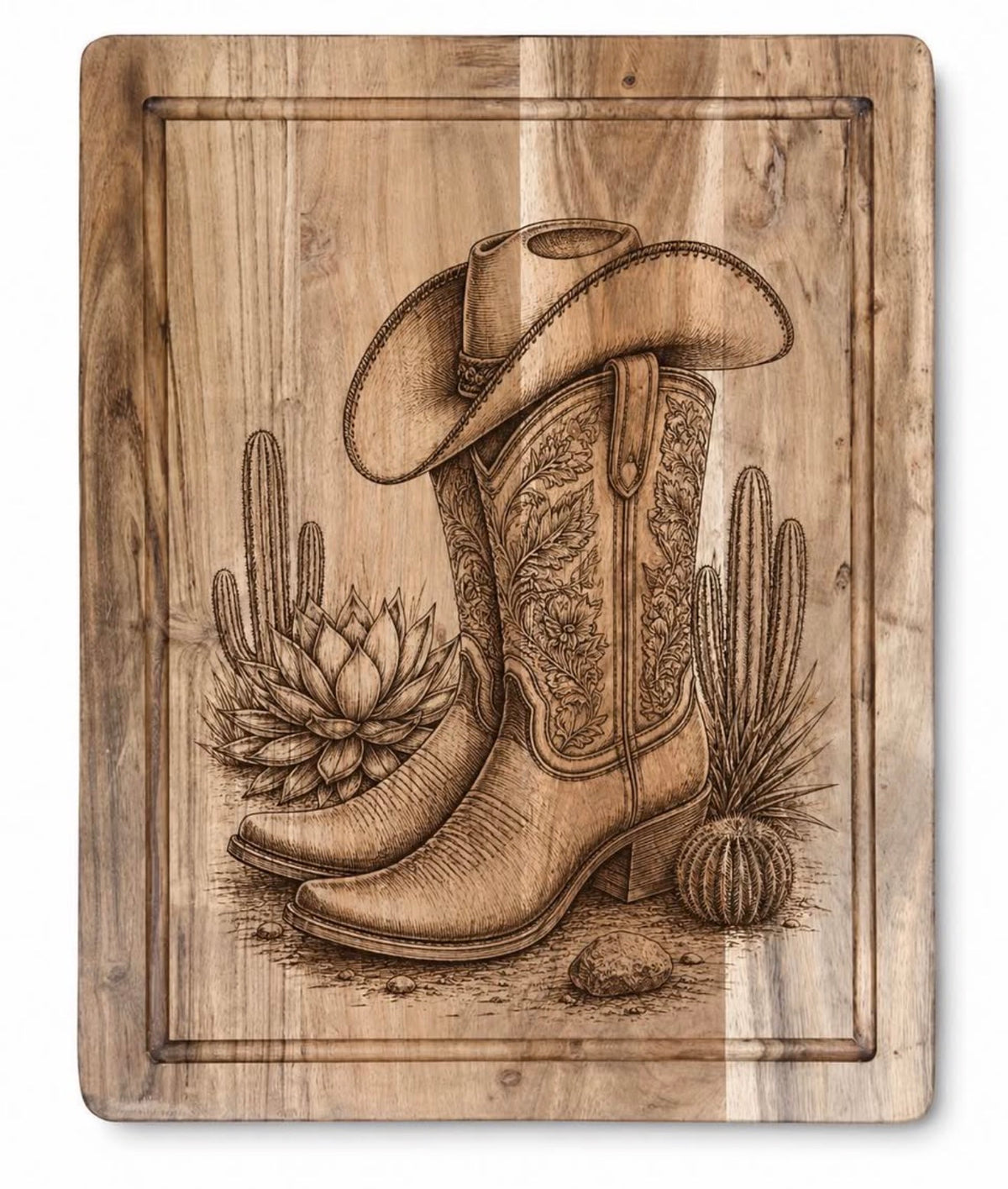 Cowgirl Boots & Hat Acacia Board